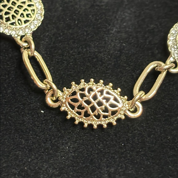 Marchesa Brushed Gold Crystal Link Bracelet - Picture 4 of 5